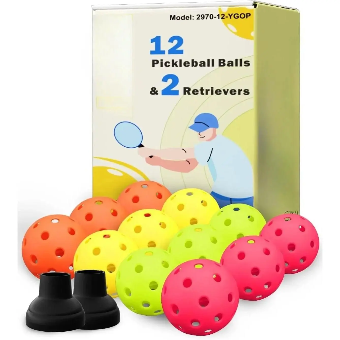 Outdoor Indoor Pickleball Balls, 40 Holes Pickleballs, High Rebounce High Visibility Pickle Ball Bulk & Pickleball Accessories Retrievers Orange Yellow