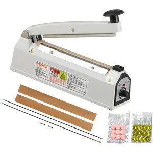 VEVOR Impulse Sealer 8 inch, Manual Heat Sealing Machine with Adjustable Heating Mode, Aluminum Shrink Wrap Bag Sealers for Plastic Mylar PE PP Bags, Portable Poly Bag Sealer with Extra Replace Kit