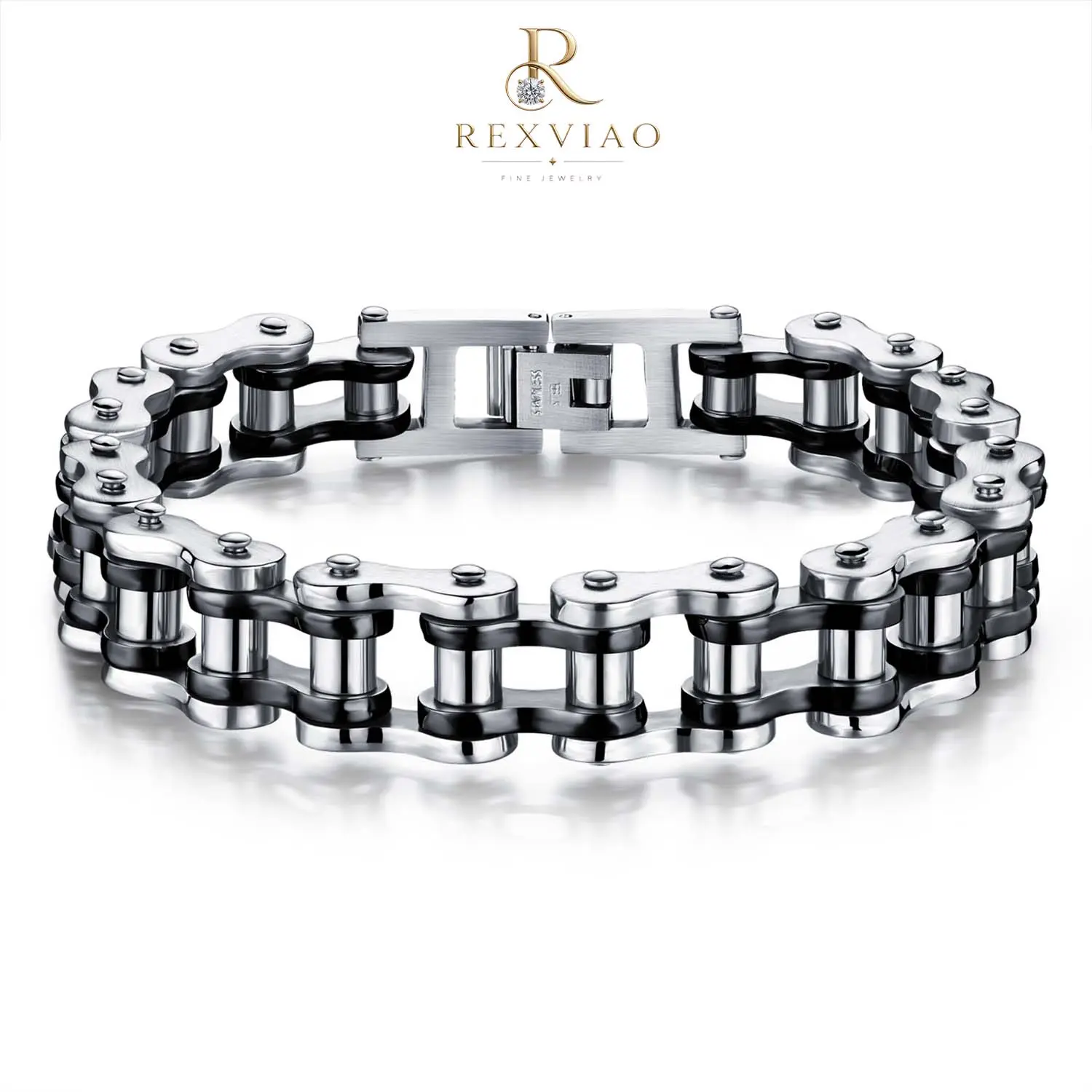 Rexviao Hip-Hop Style Bicycle Chain Design Titanium Steel Men’s Bracelet | Ideal accessory for a distinctive look | Birthday gift for boyfriend