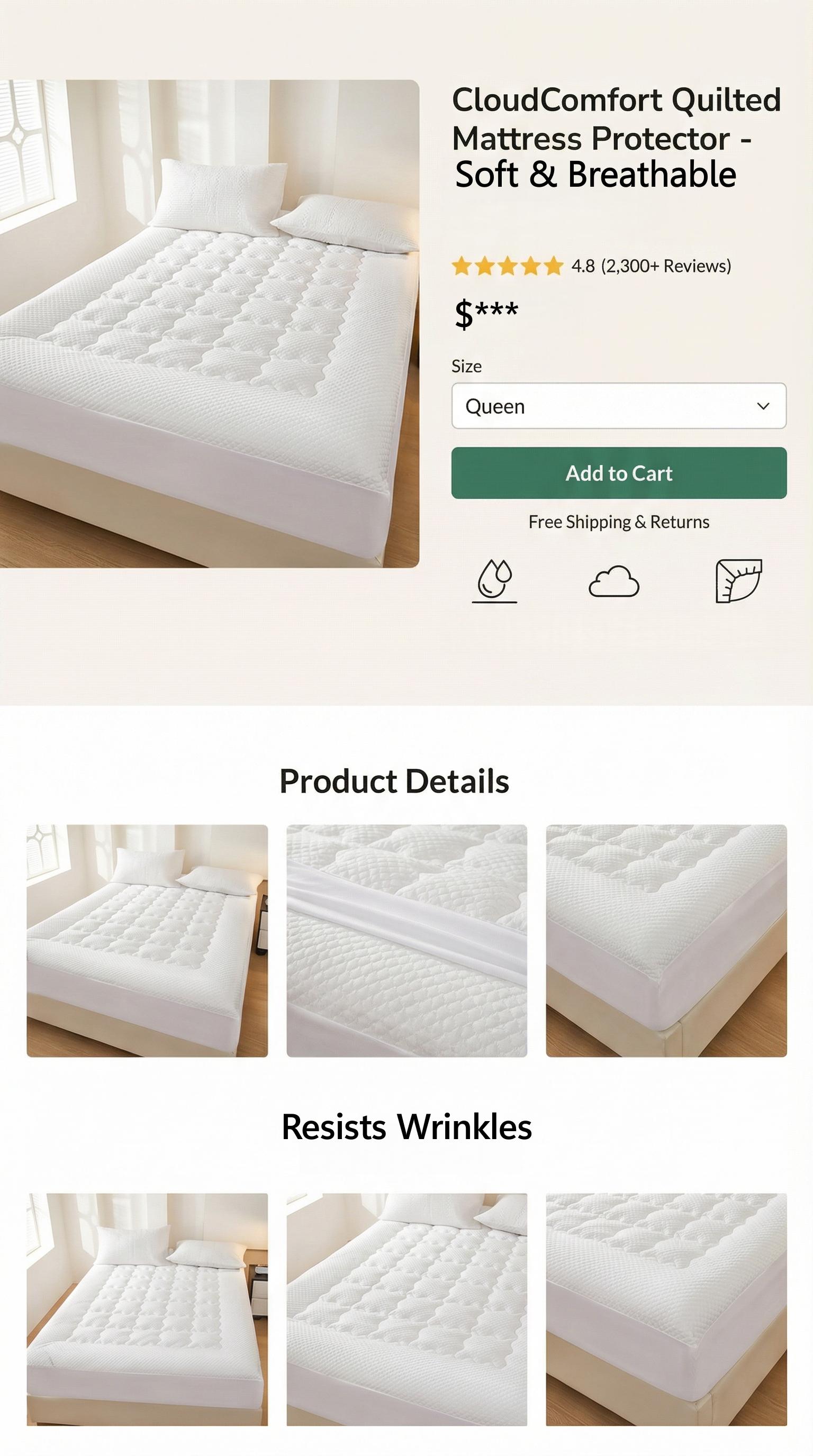 Luxury Hotel Mattress Topper - Ultimate Comfort & Luxury, Cooling Mattress Cover