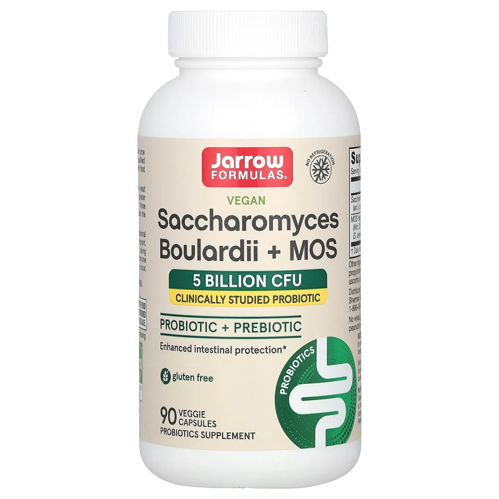 Jarrow Formulas Vegan Saccharomyces Boulardii + MOS, 5 Billion CFU, 90 Veggie Capsules