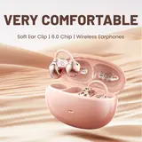 INSONIXN Open-Ear Clip Cordless Bluetooth 6.0 Earbuds with Ear Hook, Built-In Microphone, Water Proof Design, 36H Playback, High-Fidelity Sound, Charging Function, Comfortable for Women’s Workouts, Strong Connection, Ideal Gifts for Women