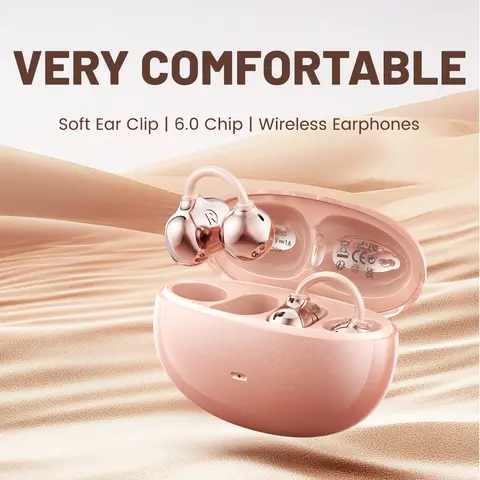 INSONIXN Open-Ear Clip Cordless Bluetooth 6.0 Earbuds with Ear Hook, Built-In Microphone, Water Proof Design, 36H Playback, High-Fidelity Sound, Charging Function, Comfortable for Women’s Workouts, Strong Connection, Ideal Gifts for Women