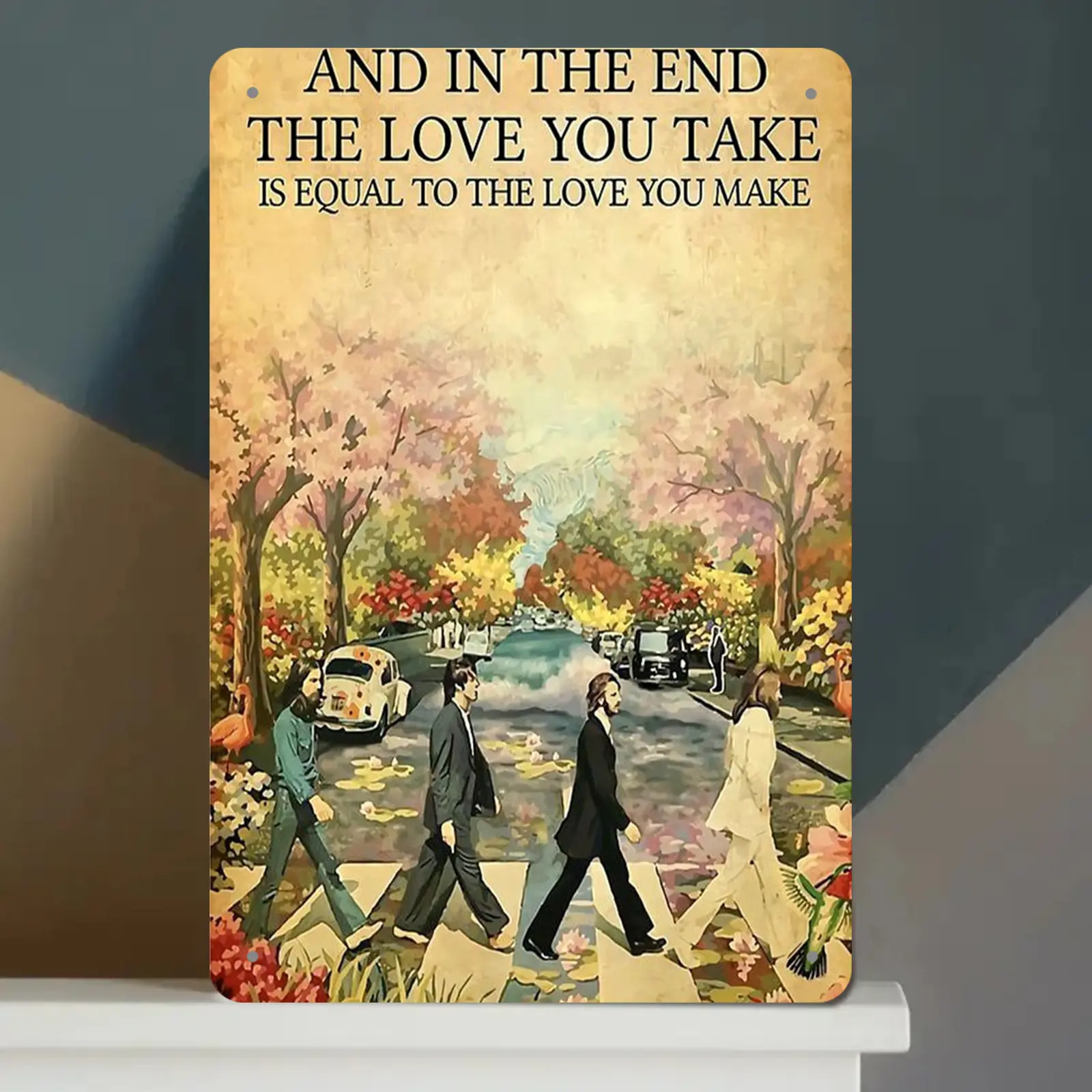 Beatles-Inspired 12x8 in Rectangular Aluminium Wall Decor Sign, Vintage Art Plaque with Inspirational Quote, Ideal for Man Cave, Bar Home Supplies