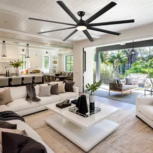 84-Inch Super Large Black Ceiling Fan with Remote, High-Airflow Reversible DC Fan for Industrial & Residential Use (Garage, Large Living Space)