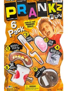 Prankz Kids 6 Pack of Gags Toys with 6 Different Cool Stuff Scary Props, Including Fake Poo and Gum Wad for Pranking Fun
