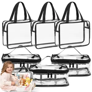 6-Pack 360° Clear Toy Storage Bags | Kid-Safe Food-Grade PVC, Dual-Size Foldable Space-Saver | Non-Slip Handles for Legos/Stuffed Animals/Travel/Home