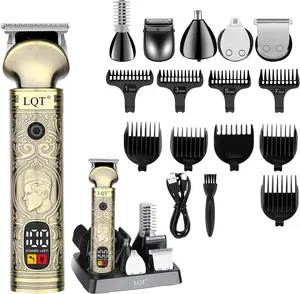 LQT Professional Men's Hair Clipper & Detail Trimmer Set, Cordless Electric Haircut Kit with LCD Display & Charging Base, Complete Barber Kit for Fades, Edges