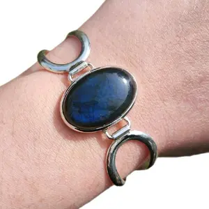 Sterling Silver Blue Labradorite Bracelet with Lobster Clasp