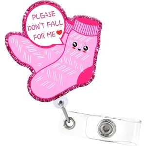 Socks Badge Reel with Swivel  Clip ID Badge Holder Funny Glitter Badge Reel Retractable Clip for RN LPN CNA Nurse  Assistant  Staff