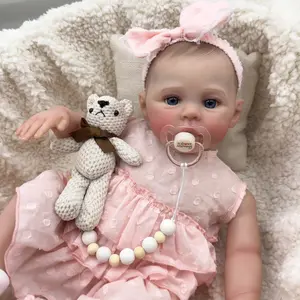 Reborn Baby Dolls Girl 19 inch Cloth Weighted Body Silicone Reborn Toddler Doll Awake Lifelike Dolls That Look Real Child Toys with Outfit doll