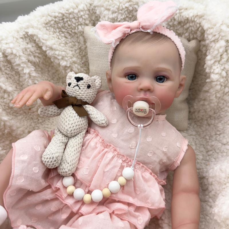 Reborn Baby Dolls Girl 19 inch Cloth Weighted Body Silicone Reborn Toddler Doll Awake Lifelike Dolls That Look Real Child Toys with Outfit doll