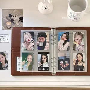 Original Design Brown Puppy Dog PU Leather A5 Kpop Photocard Binder Collect Book Idol Photo Album Notebook Cover