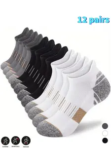 12-Pack Men's Breathable Striped Ankle Socks | Moisture-Wicking Athletic Socks for Training & Everyday Wear, Breathable Sports Socks, Breathable Comfy Socks, Ankle Workout Socks