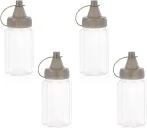 4Pcs Mini Squeeze Bottles Small Sauce Bottle Kitchen Squeeze Condiment Bottles Jar Honey Bottle Portable Salad Dressing Container Seasoning Box with Lid