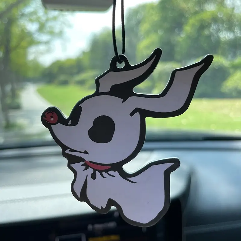 Halloween Ghost Dog Car Air Freshener, Long-Lasting Scented Paper Pendant, Aromatherapy Fragrance for Rearview Mirror & Vent