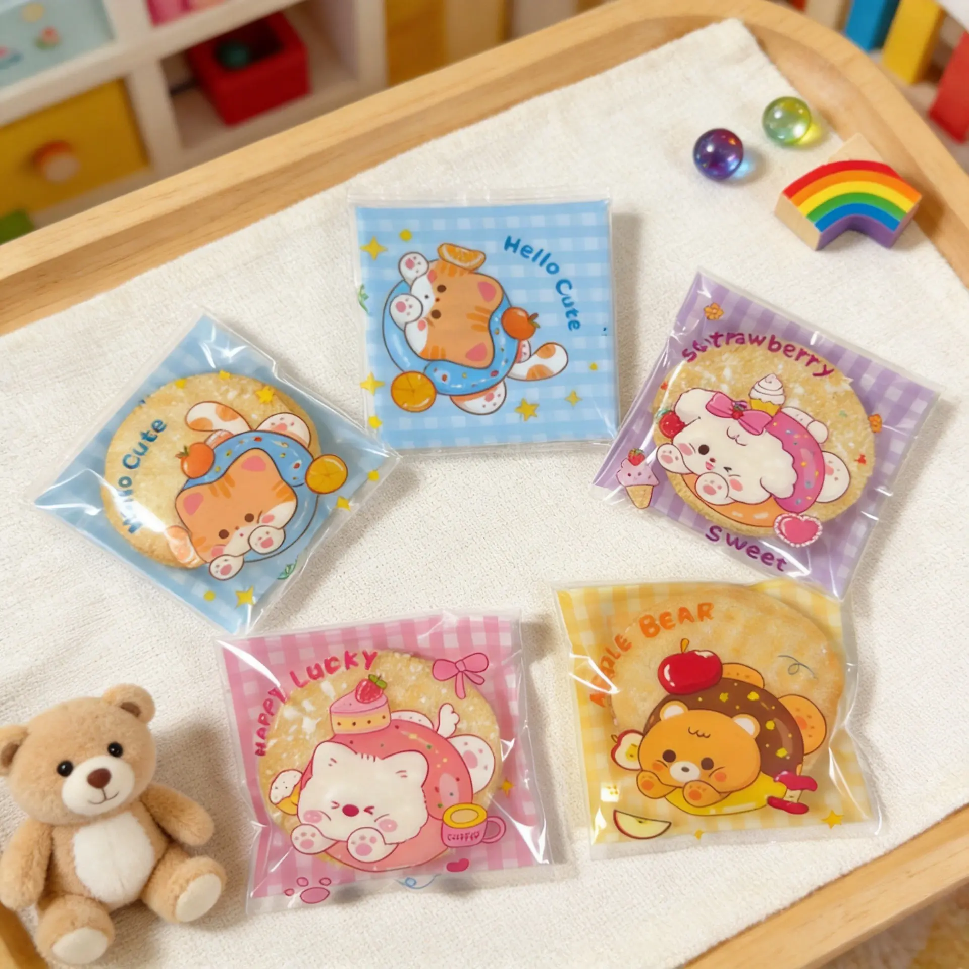Cute Cartoon Animal Packaging Bags, Four Different Designs Mixed Pack, Fun and Adorable Gift Wrapping, Creative Gift Packaging, Perfect for Kids and Collectors