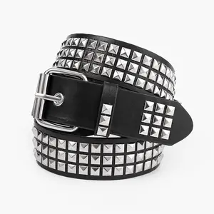 Punk European and American pyramids cybery2k subculture gothic square beads rivet belt belt woman