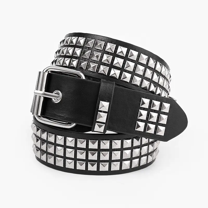 Punk European and American pyramids cybery2k subculture gothic square beads rivet belt belt woman