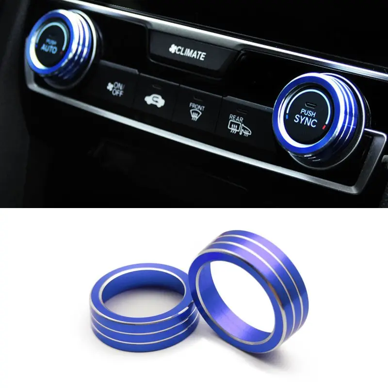 2-Piece Set for Honda Civic 16-21, Dashboard Air Conditioning Decorative Rings, Elegant Interior Accessories, Car Accessories, Durable Aluminum Alloy