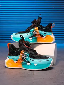 Spring Autumn Casual Athletic Sports Shoes, Breathable Comfort, Adjustable Rotating Buckle, Classic Colorblock, School Student Sneakers