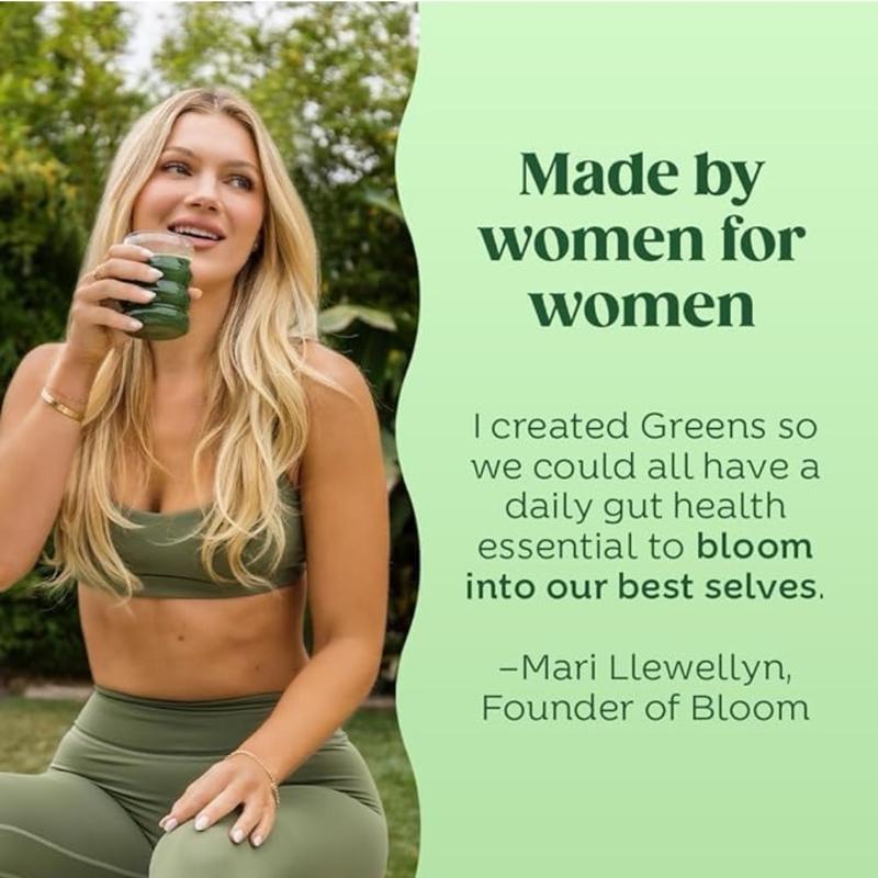 Bloom Nutrition Greens and Superfoods Powder for Digestive Health, Greens Powder, Digestive Enzymes, Probiotics, Spirulina, Chlorella for Bloating & Gut Support, Green Juice, 30 SVG, Strawberry Kiwi