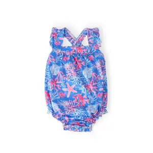 Coral Cove Ruffle Cross Back Romper