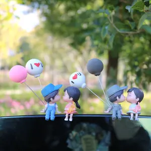 Cute Couple Car Decor Set, Resin Cartoon Lover Figurines, Home Office Dashboard Decoration, Girly Car Accessories, Adorable Car Accessories for Couples
