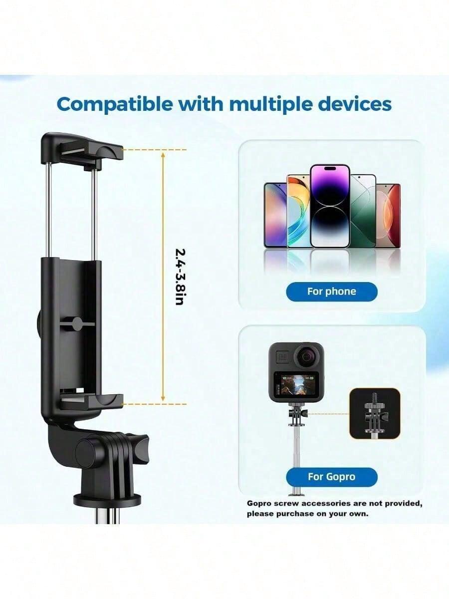 40-inch smartphone selfie stick tripod, extendable selfie stick integrated smartphone tripod, includes wireless remote control, 360° rotation, compatible with iPhone