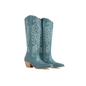 Teal Embroidered Tall Western Boots
