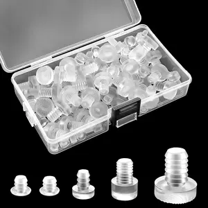 Glass Table Top Bumpers with Stem 5 Size Clear Rubber anti Slip Pads Non Adhesive Glass Table Rubber Grippers for Furniture Cabinet Door(75 Pieces) Jetec