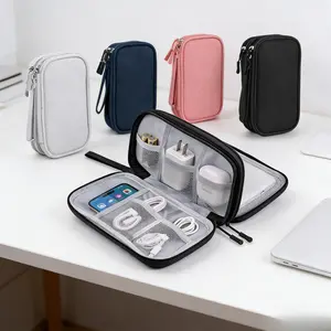 Travel Cable Organizer Pouch Electronic Accessories Carry Case Portable Waterproof Double Layers All-in-One Storage Bag for Cord, Charger,Phone,Earphone,Travel Essentials