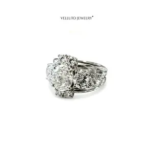 Platinum-Plated Moissanite Adjustable Ring, 2.0 Carat Total Weight – Round Cut, Exquisite Details for Everyday Wear
