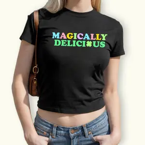 Magically Delicious Baby Teecute Clover Fitted Graphic Top Y2K Baby Tee Gift For Girlfriend St Patricks Day Gift For Her