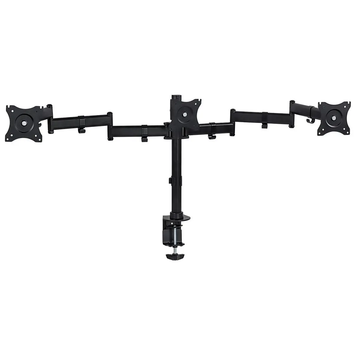 212 MAIN MI-1753 Adjustable Height Display Triple Arms Monitor Mount - 19-27 In. Heavy-Duty 3-Screen LCD Tabletop Stand, Grommet/Clamp Mounting, 18 lbs per Monitor 54 lbs Total Capacity, Posture Improvement, Landscape/Portrait Positioning for Office Desk