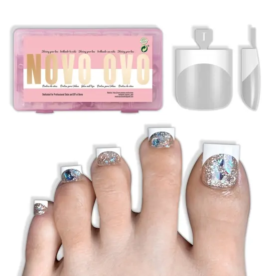 Sharp Square Toe Nails Clear with White French Tip