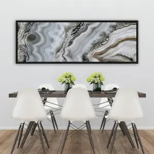 360 Stand Beige Hyperrealist Abstract Geode Wall Print, 20x60 in. Minimalist Nature Artwork Framed Canvas Home Decor