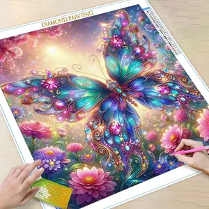 Butterfly Pattern DIY Diamond Arts Colorful Painting Kit without Frame, DIY 5D Diamond Arts Colorful Painting Kit, Wall Art Decor for Home, Diamond Painting Kits
