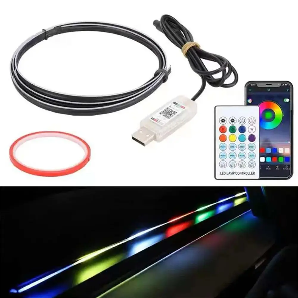 LED Color Cold Light Wireless Decoration Car Accessories Remote Control Atmosphere Lamp 110cm+35cm nilight truck Car LED rechargeable wireless