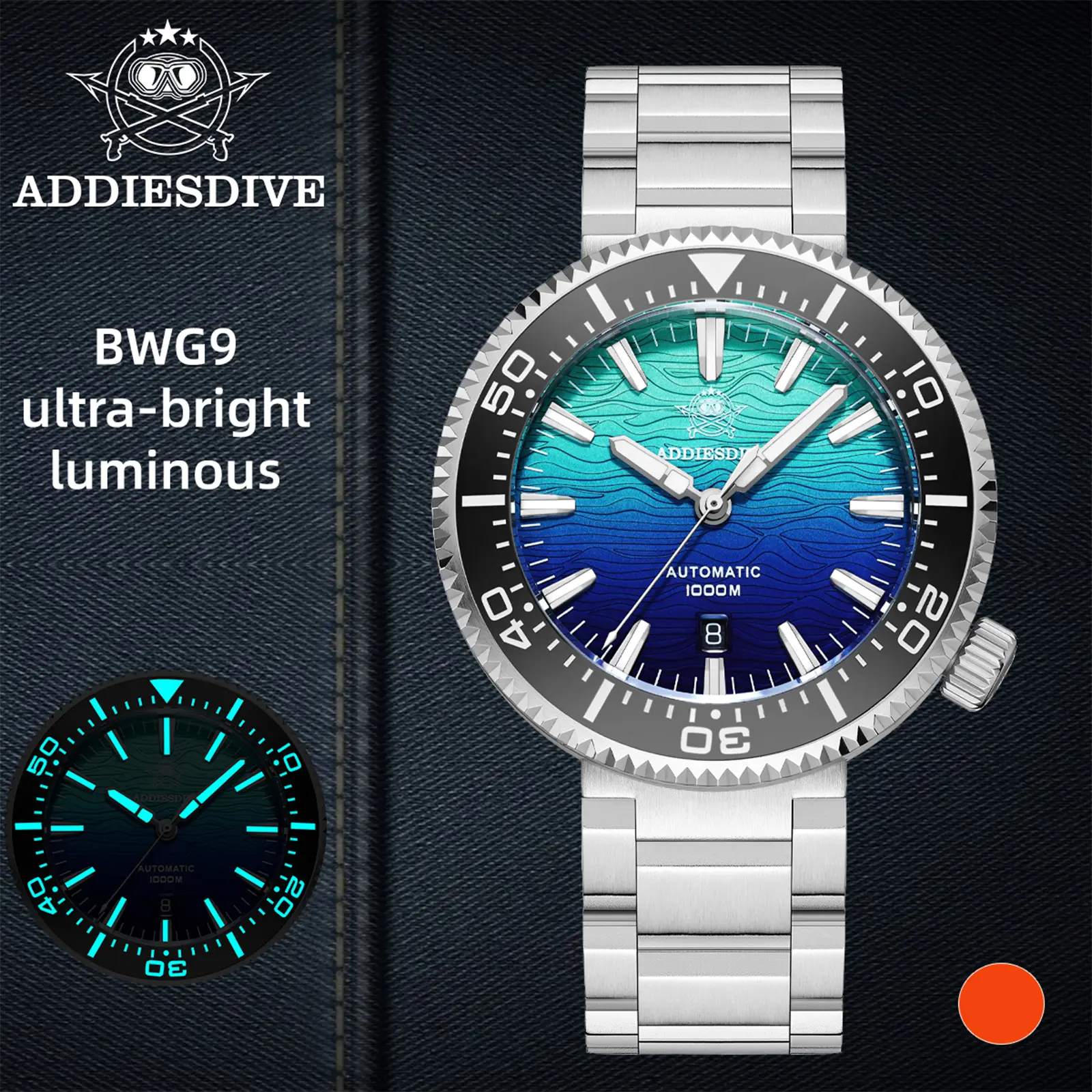 ADDIESDIVE Mens Automatic Watches Dive Watch - 46mm Mechanical Watch Sapphire 1000m Water Resistance Swiss Luminous 316L Stainless Steel Watch