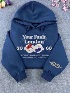 Women's Casual Fitted Long-Sleeve Pullover Embroidered Crewneck Sweatshirt - Your Fault London, Culpa Tuya Book & Nick & Noah Inspired, Booktok Aesthetic Fan Gift