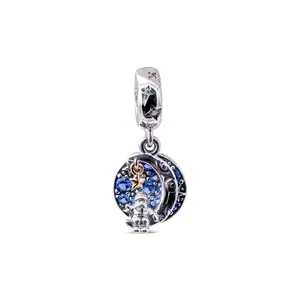 Pandora Moments Santa Claus On The Moon Double Dangle Charm 769648C01