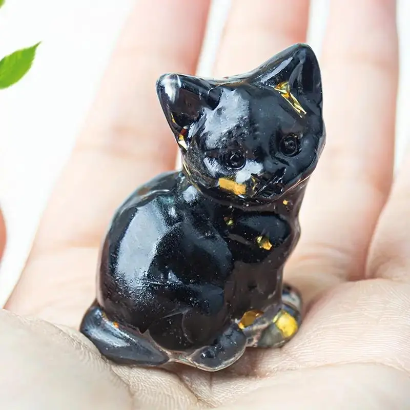 Cute Cat Design Crystal Ornament, Decorative Home Ornament, 1 Count Handmade Decoration Craft, Desktop Decoration for Home Office, Party Decoration, Birthday Gift, Cute Animal Design, Collectible Room Decor