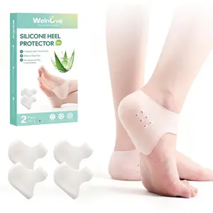 Welnove Silicone Heel Protectors for Shoes - 4 Pcs Gel Heel Cups with Aloe Vera Extract for Women Men - Shoe Cushion Inserts Pads for Plantar Fasciitis, Spur, Dry Cracked Heels,Blister, Size L