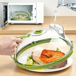 10 Inch Clear Microwave Splatter Cover with Water Steamer - Vented Food Plate Lid for Microwave Oven, Anti-Splatter Kitchen Gadget Accessories