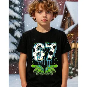 Cotton Kids Boys' Teal A Brain Rot 67 Six Seven Funny Gamer Meme for Parent-Child Oversized T-Shirt 6-7 Funny Y2k Tee Tops 2026