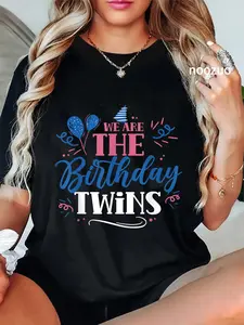 100% Cotton We Are The Birthday Twins Cute Twin Celebrate T-Shirt