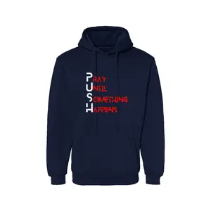 Faith Mob PUSH Hoodie - USA Color Theme, Heavyweight Bayside BA960, Made in USA, Menswear, Faith-First Message, Durable & Structured Fit - Man, Love Sweatshirts