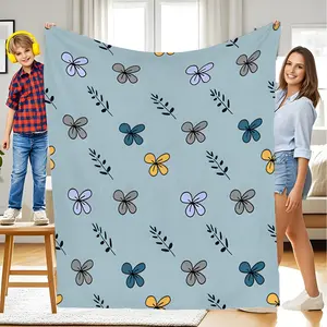 Fresh Colorful Floral Print Blanket, Soft Comfortable Mini Throw, Suitable for Bedroom Sofa Office Outdoor, Hand Washable