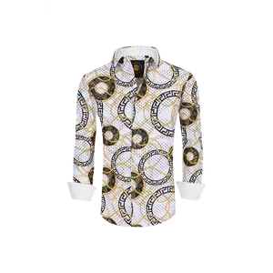 Mens Luxury Brand Printed Silk Like Shirts-HLS2002L-513